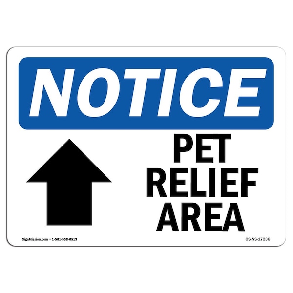 Sign, 3.5" H, Pet Relief Area (Up Arrow) Sign, Landscape, NS-D-35-L-17236-10PK